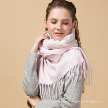 Fashional winter lady solid pink color custom 100% cashmere scarf